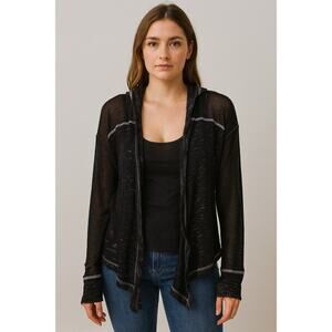 American Eagle Vintage Sheer Lightweight Hooded Cardigan Medium Y2K Vintage Goth